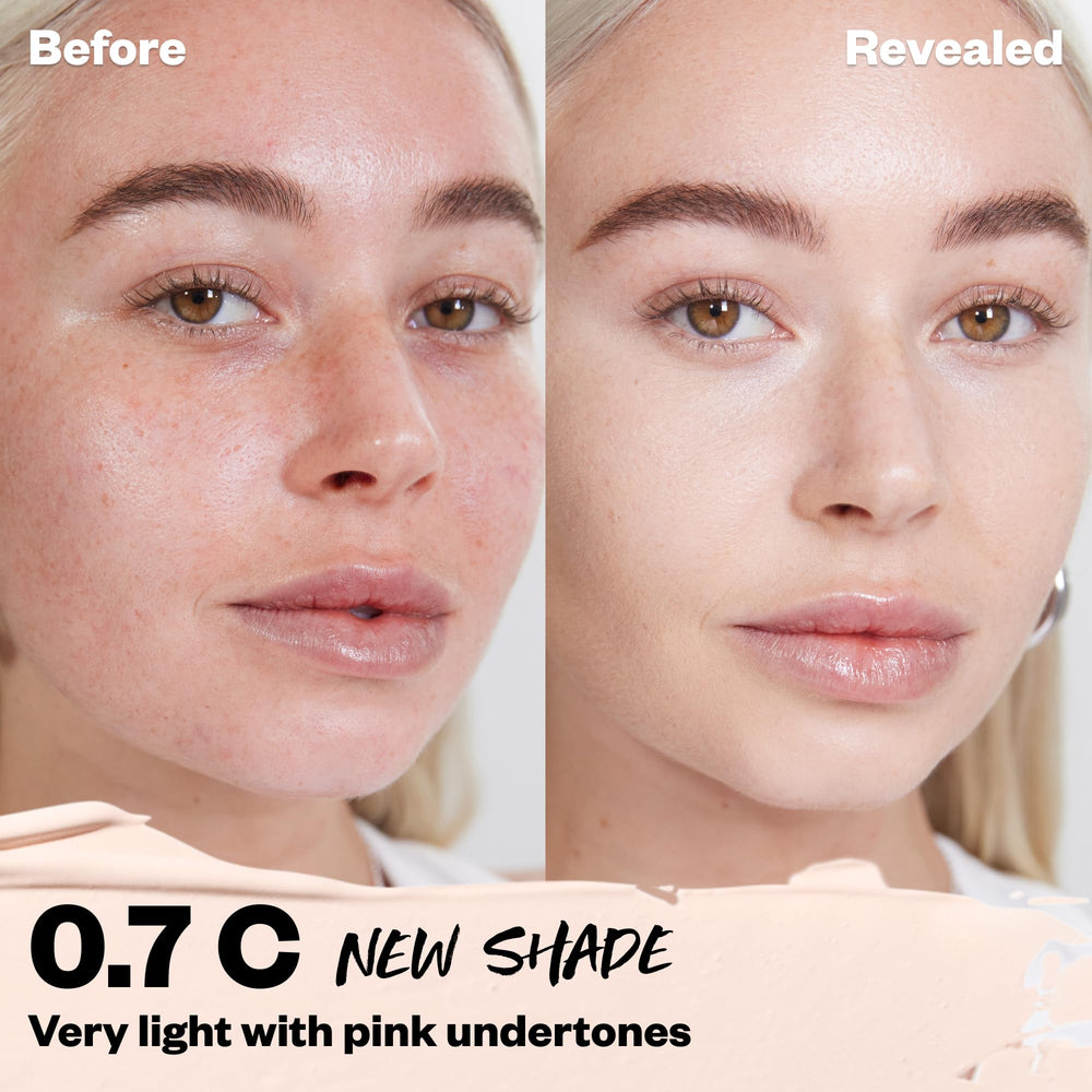 Kosas Revealer Concealer swatch 0.7 C shows versatile shade for mid-tone skin.