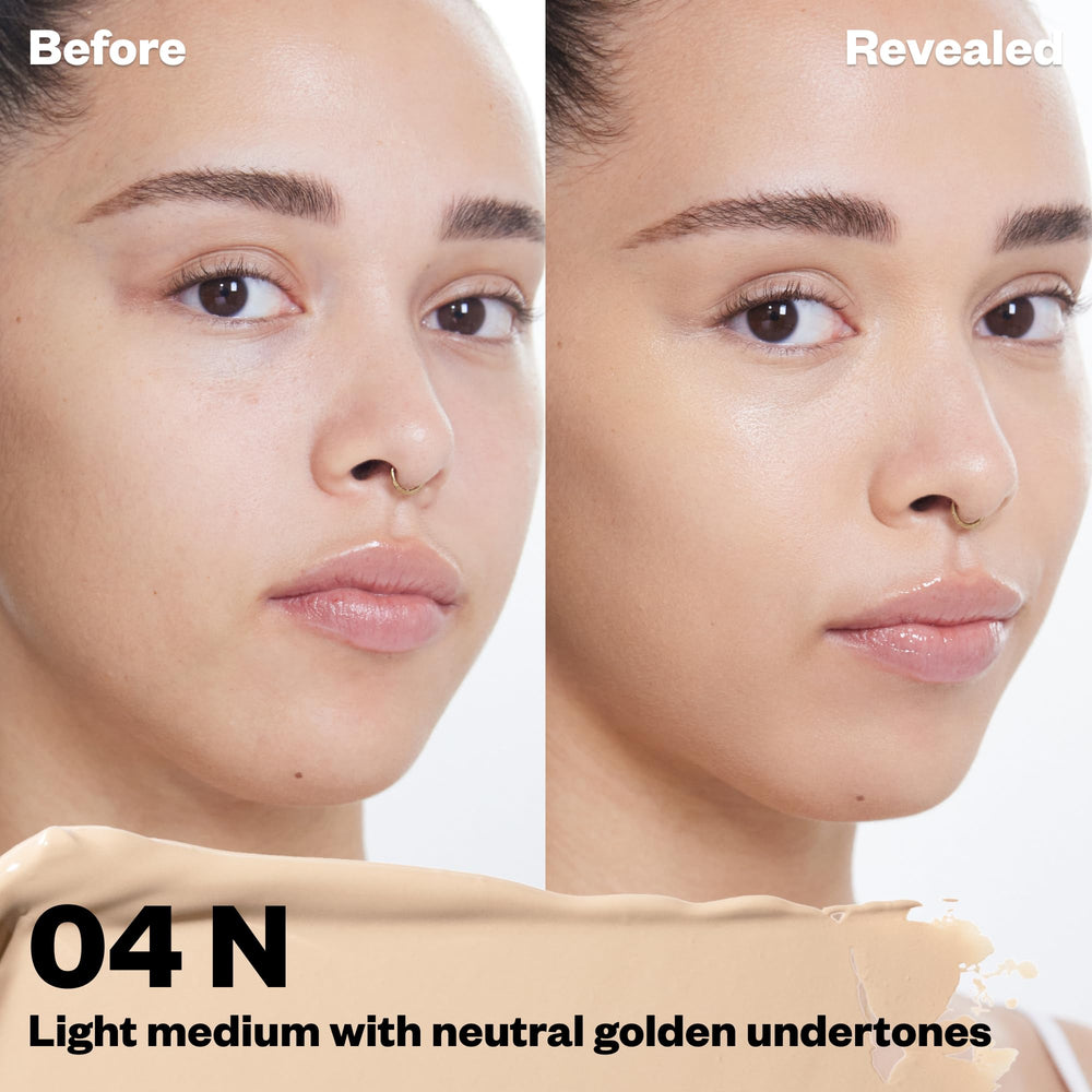 Kosas Revealer Concealer tone04-n swatches show true-tone medium coverage.