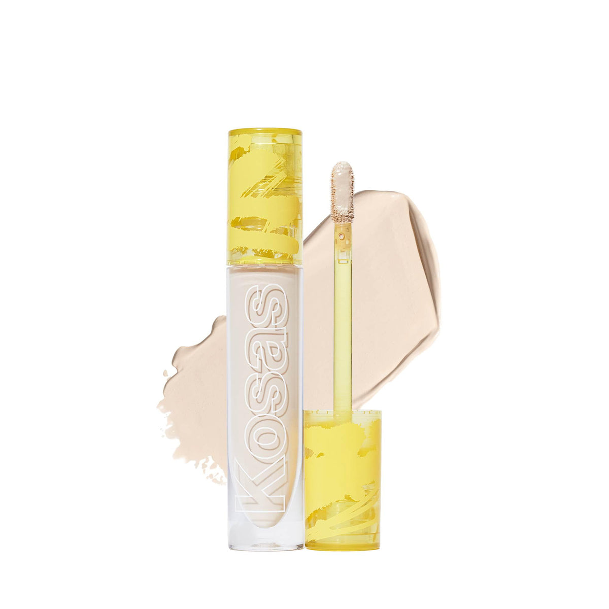 Kosas Revealer Concealer tube closeup shows creamy coverage for a natural finish.