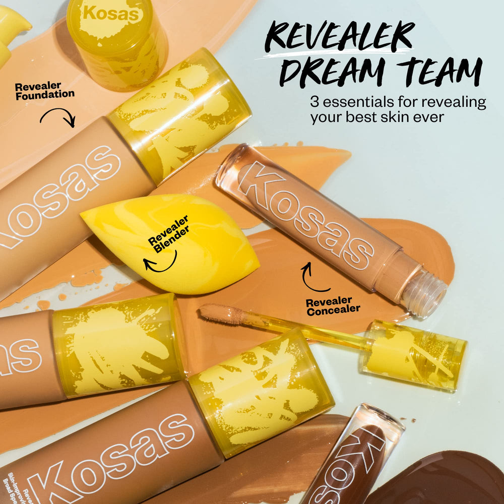 Kosas Revealer bottle with neutral backdrop illustrates clean formula suitable for sensitive skin