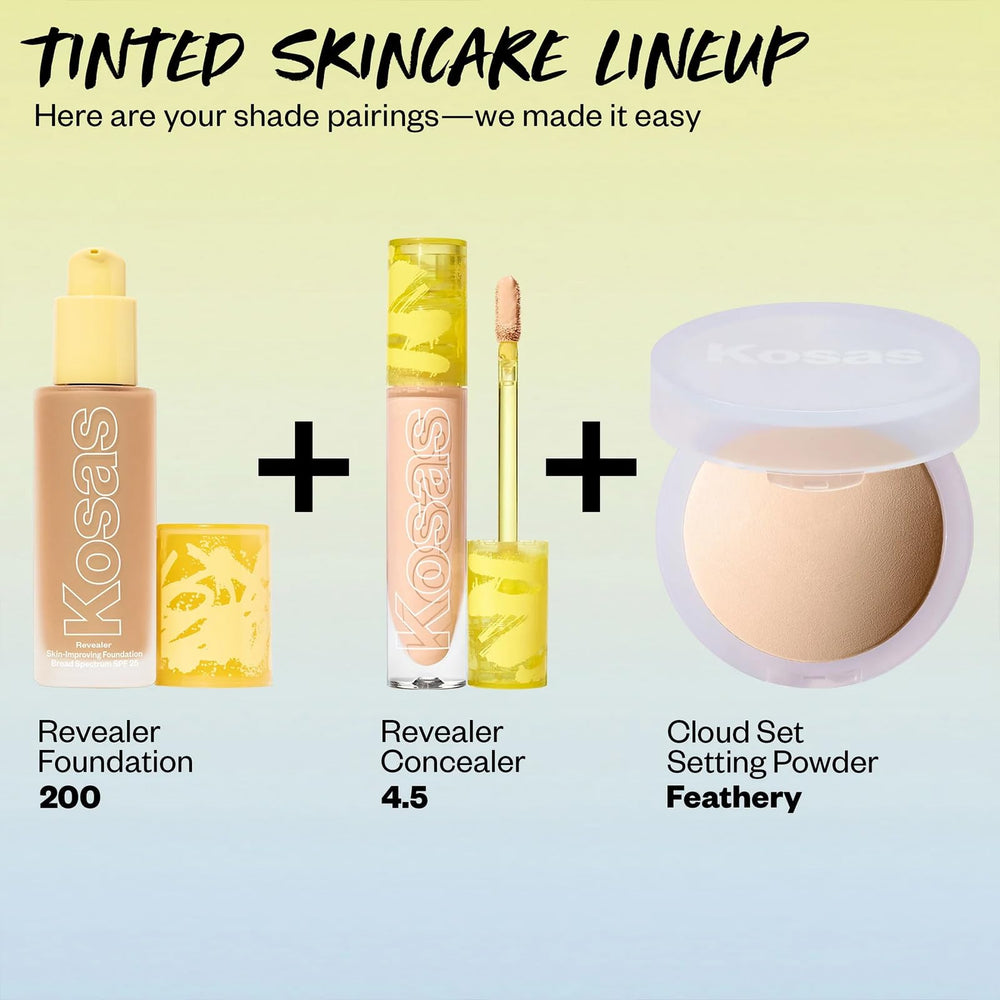 Kosas Revealer foundation texture closeup reveals breathable, comfortable wear throughout the day