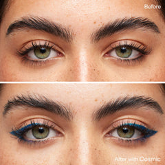 Kosas Soulgazer gel eyeliner in use with built-in smudger for seamless gradient.