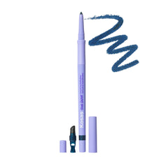 Kosas Soulgazer Gel Eyeliner Cosmic swatch in deep aqua satin for bold all-day definition.