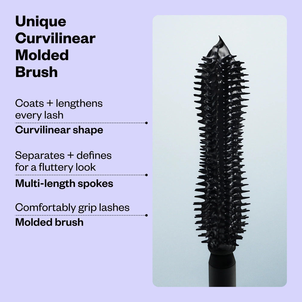 Kosas Soulgazer open-eye look after application reveals fluttery lashes.