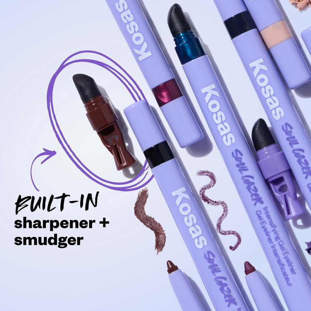 Kosas Soulgazer ophthalmologist-tested badge closeup reinforces suitability for sensitive eyes