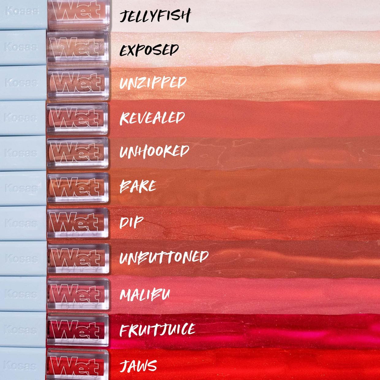 Kosas Wet Lip Oil Gloss color-slick lips with enhanced shine.