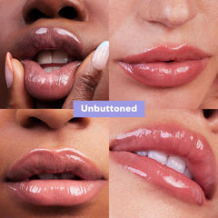 Kosas Wet Lip Oil Gloss sheer color swatch with vinyl finish.