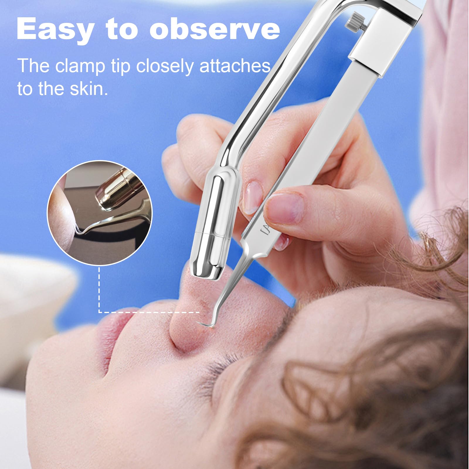 Kosimai Black Head Remover 8-LED illumination highlights pores even in dim bathrooms.