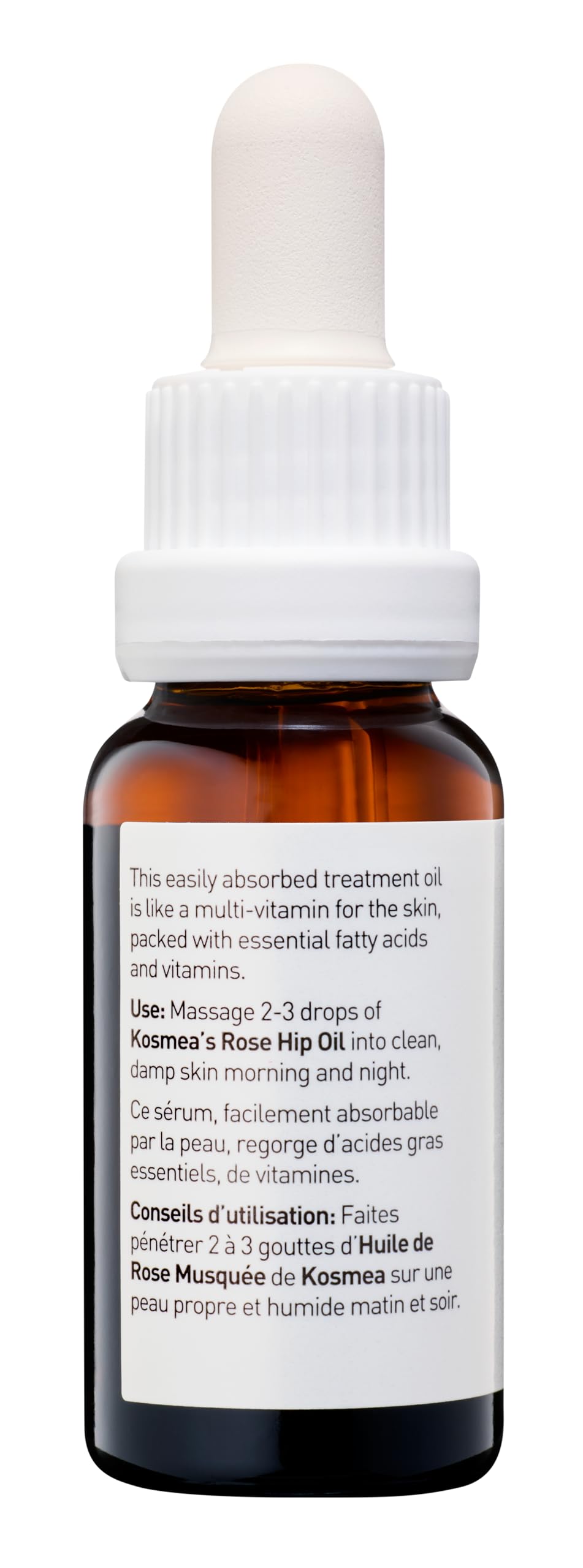 Kosmea Rosehip Oil on face demonstrates gentle application and youthful glow potential.