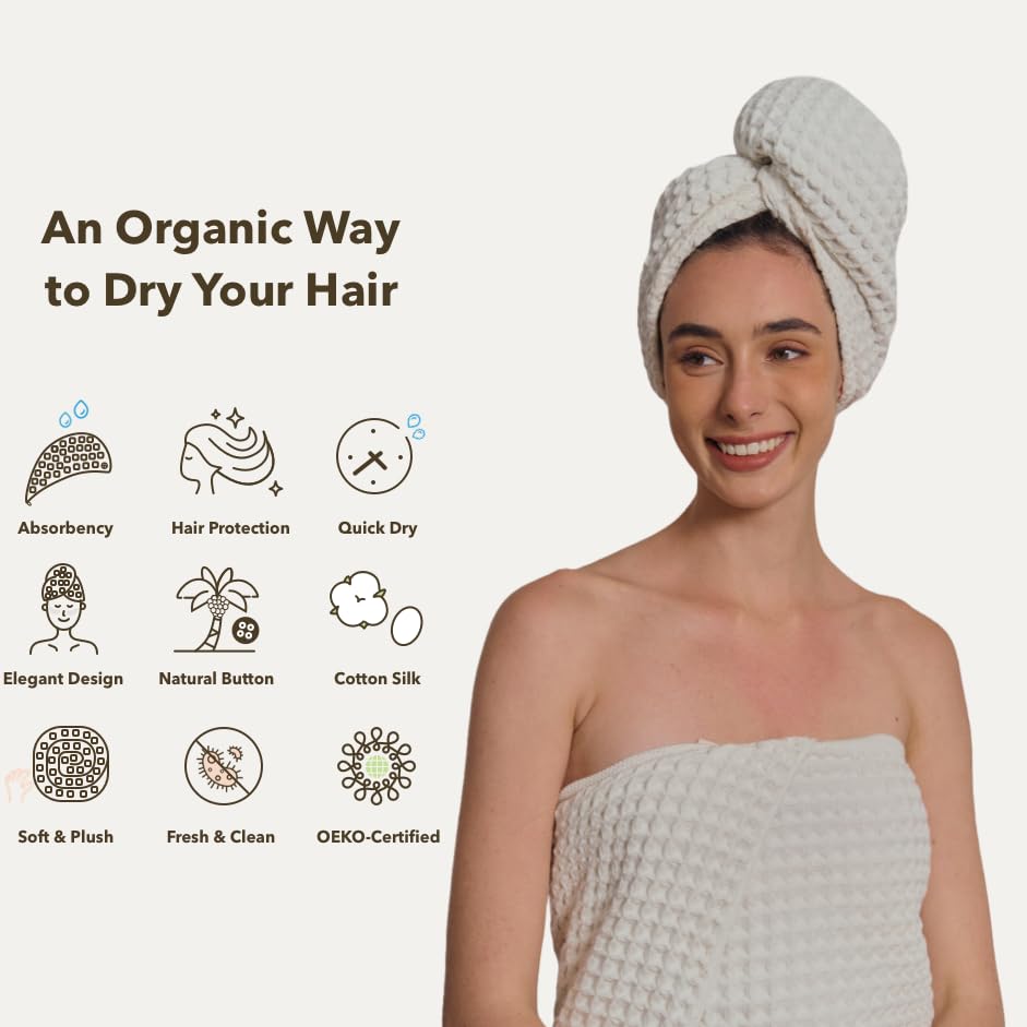 Kosmu extra-large fit on model demonstrates versatile coverage for long hair.