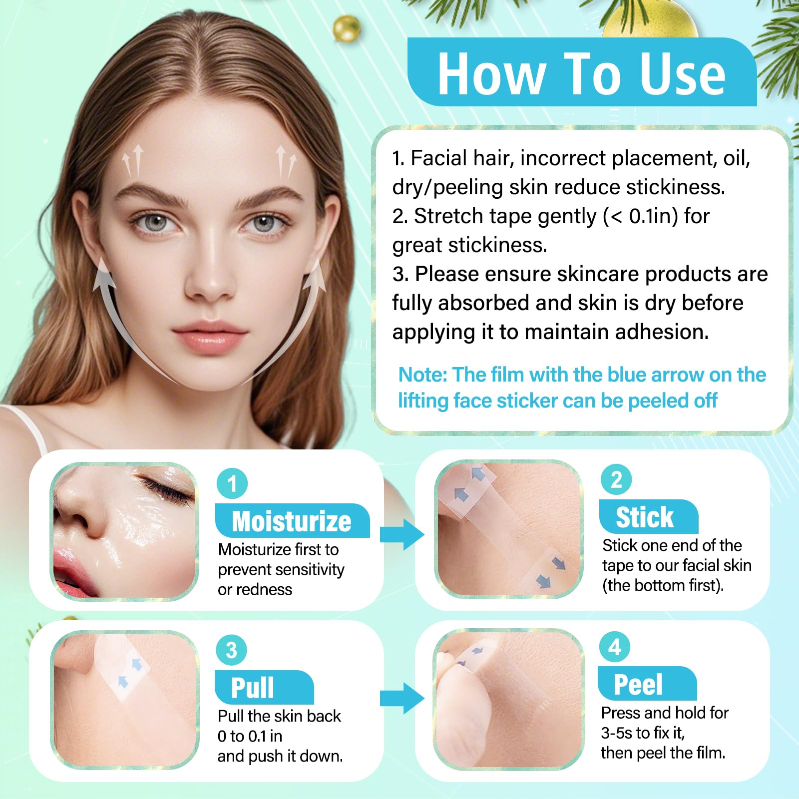 KOSOBO Face Lift Tape sits thin and breathable for comfortable all-day wear