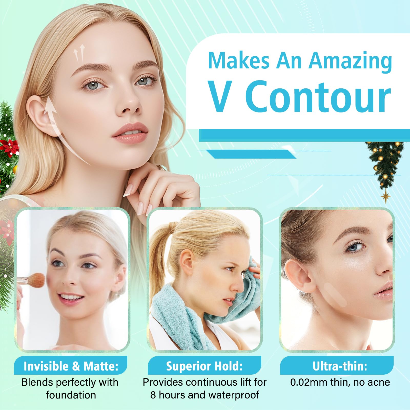 KOSOBO Face Lift Tape remains invisible under makeup for an event-ready look