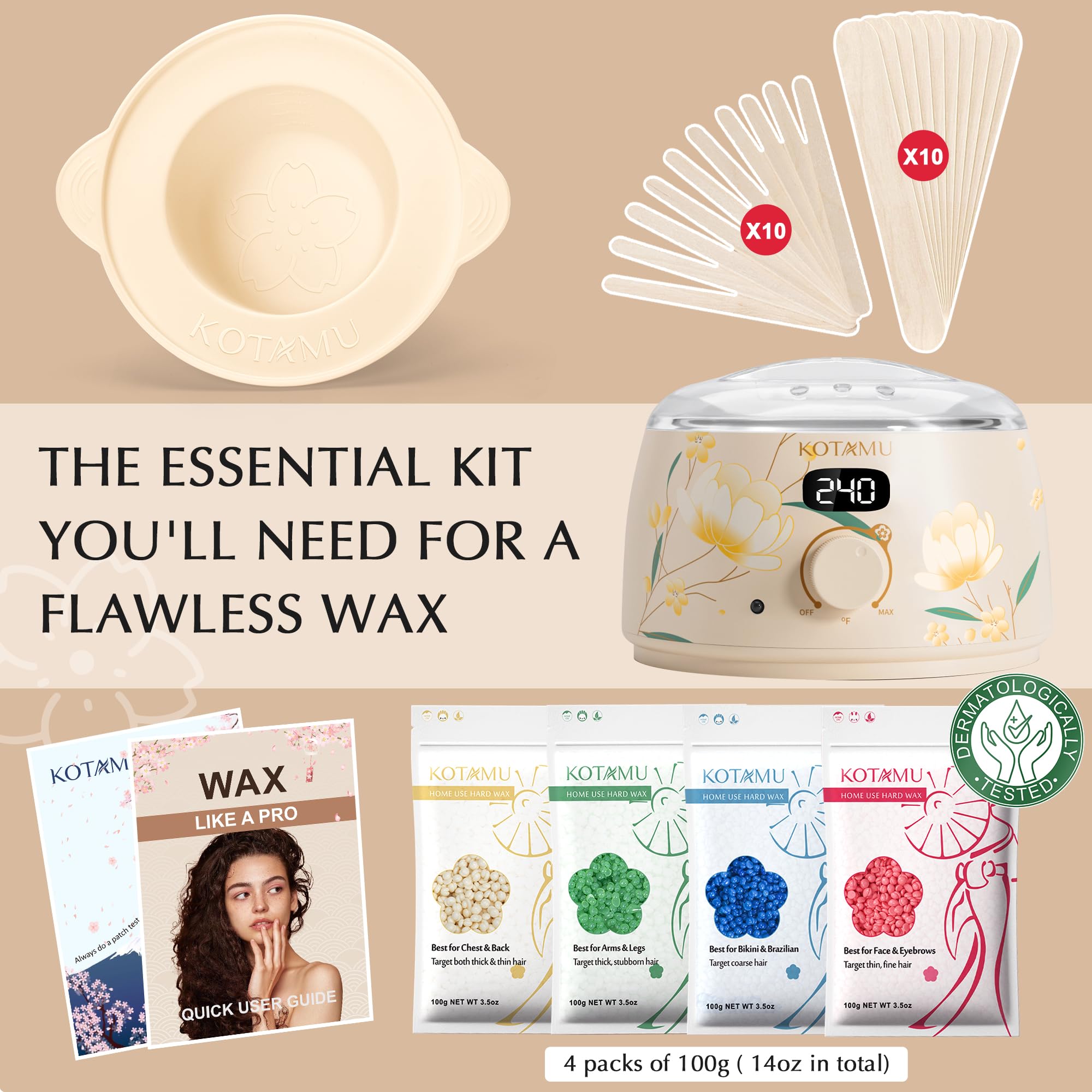 KOTAMU silicone wax pot simplifies cleanup and removes stickiness.