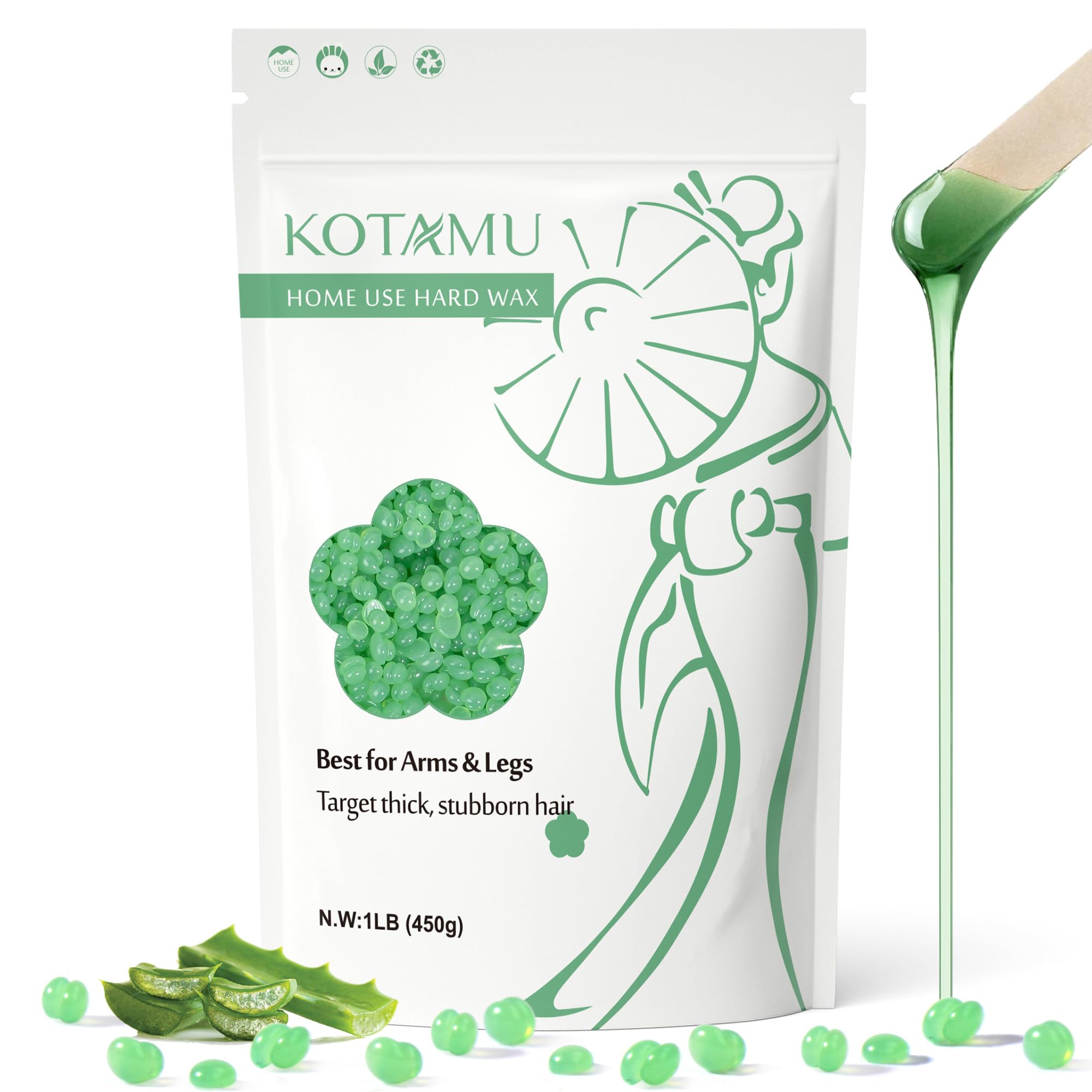 KOTAMU wax beads aloe vera closeup for gentle-skin waxes