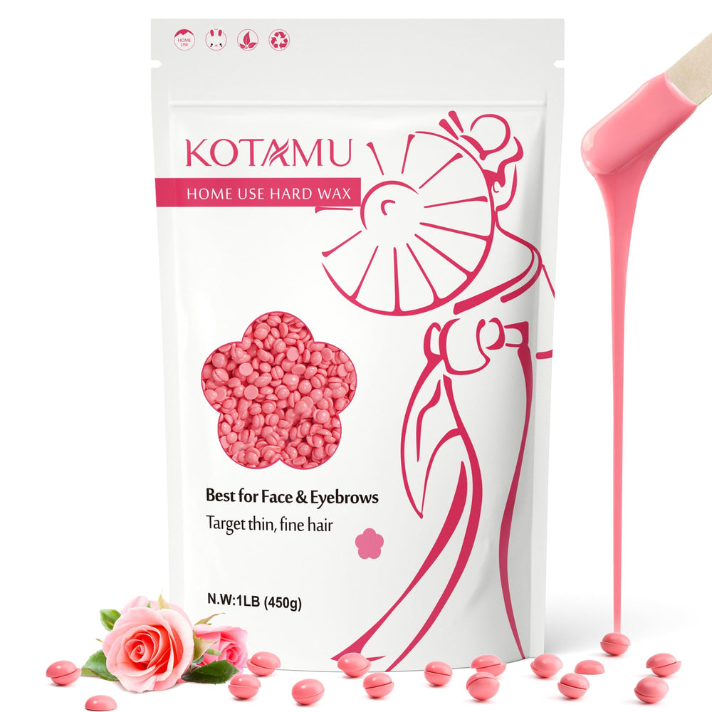 KOTAMU wax beads face-application for gentle facial hair removal with rose extract.