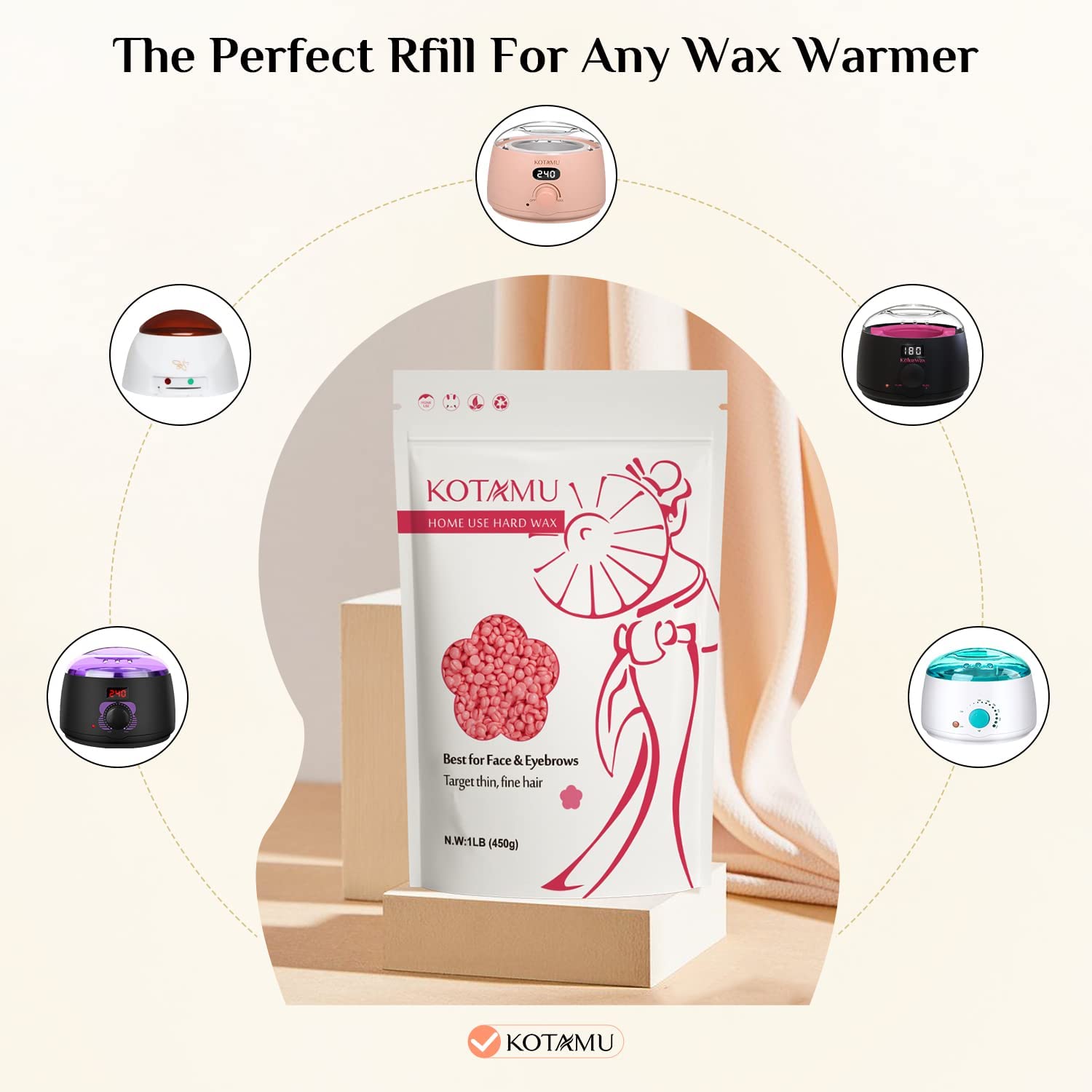 KOTAMU wax beads premium quality for sensitive skin and smooth results.