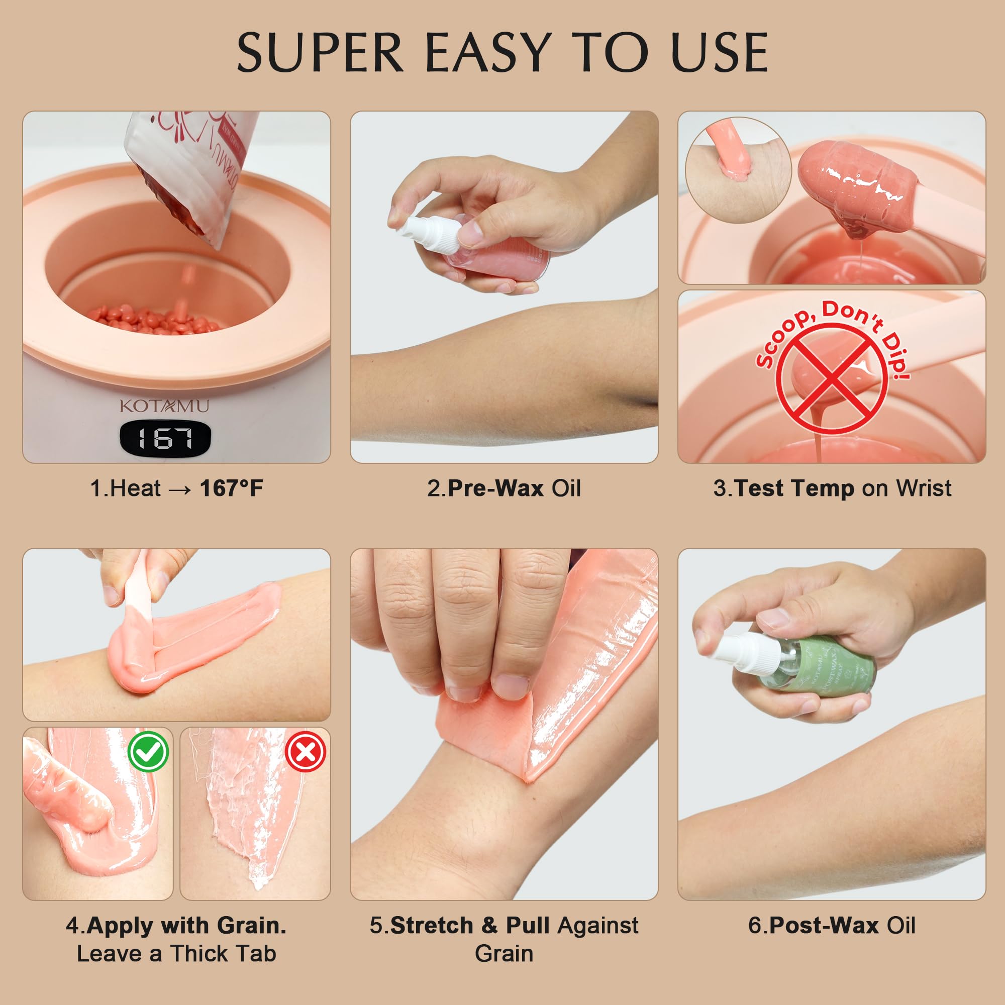 KOTAMU wax kit for legs and body areas designed for larger surface waxing