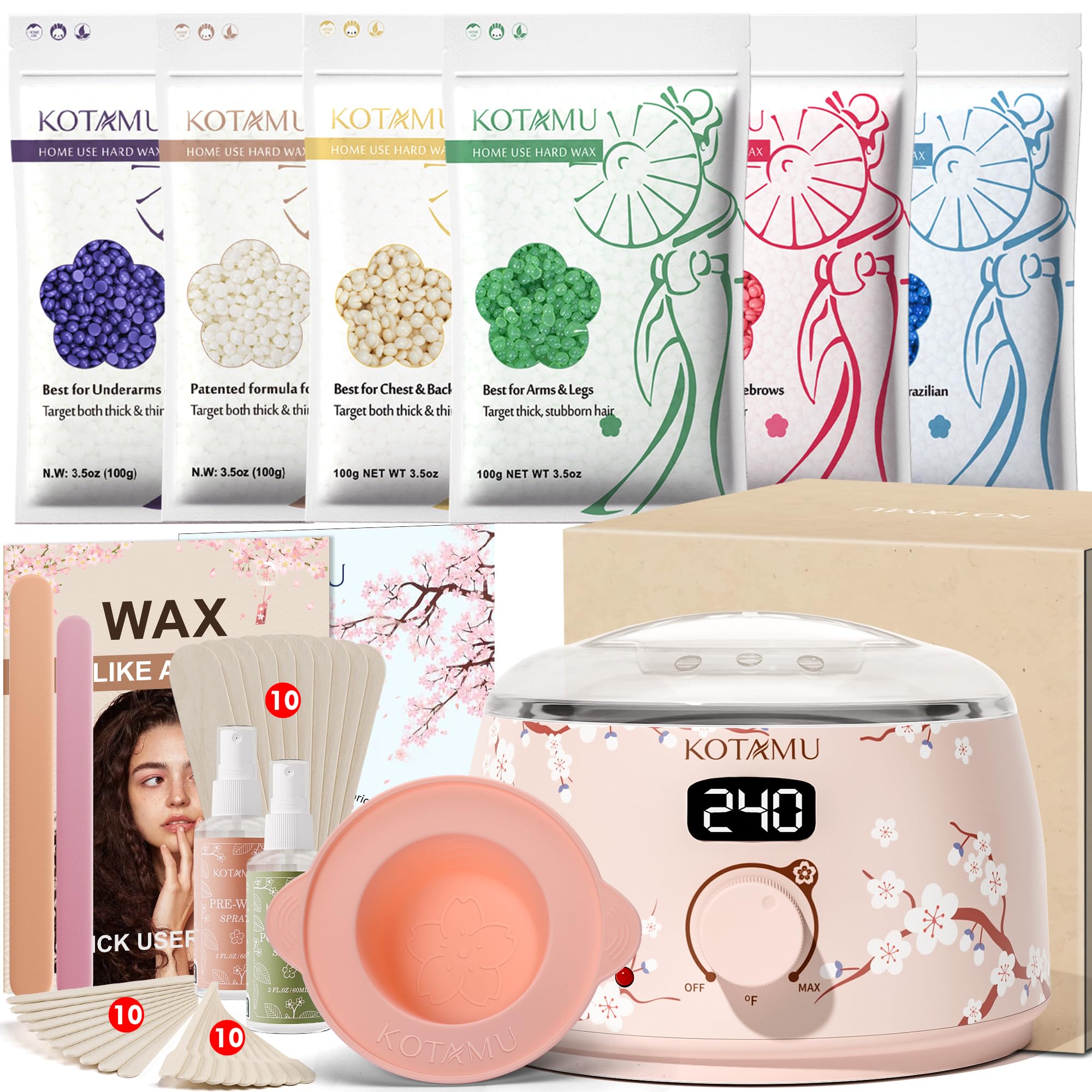 KOTAMU waxing kit wax warmer for at-home salon results
