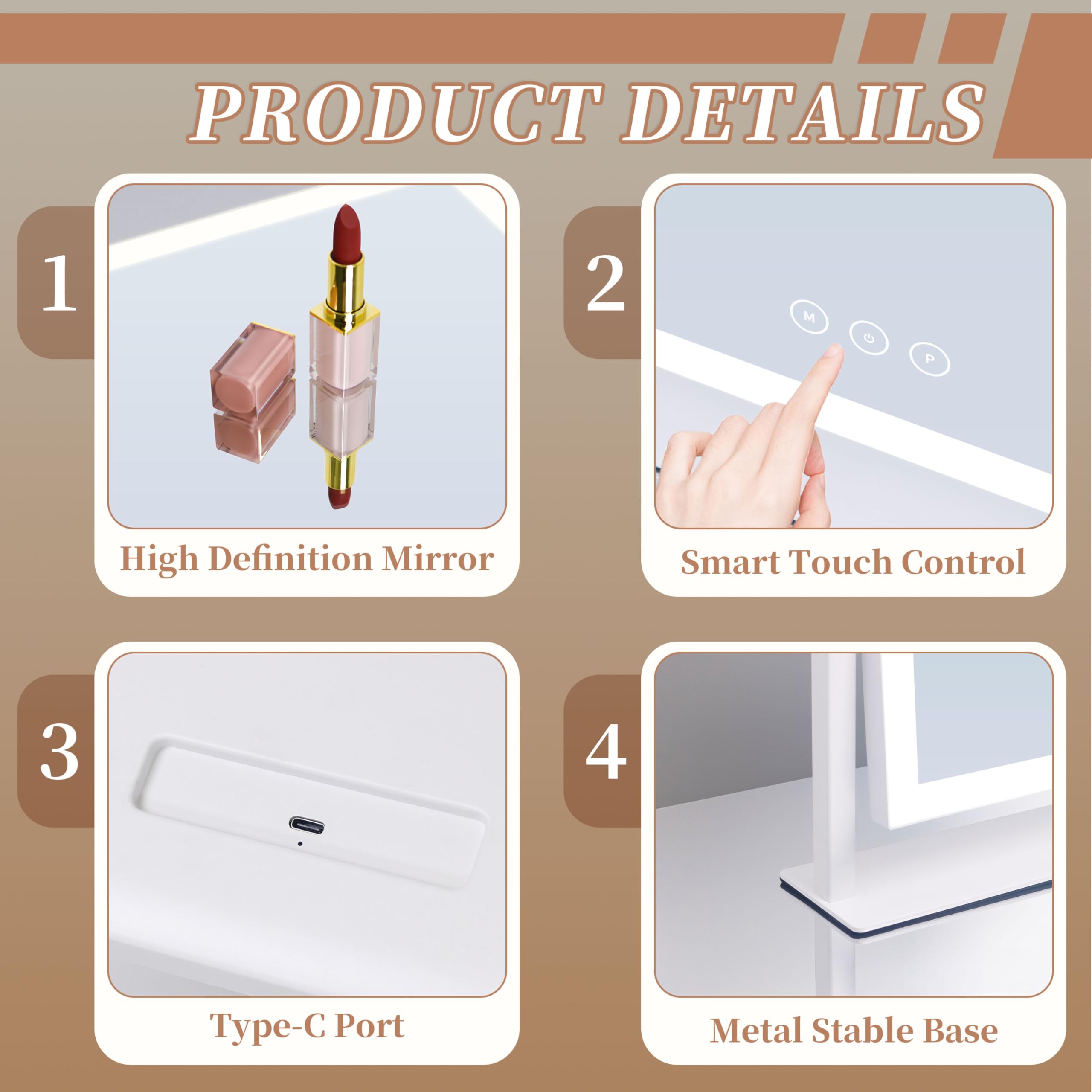 Kotdning 360-rotation mirror enables flexible positioning for makeup