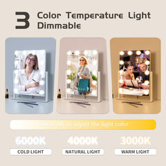 Kotdning vanity mirror uses touch-sensitive controls for quick lighting adjustments.