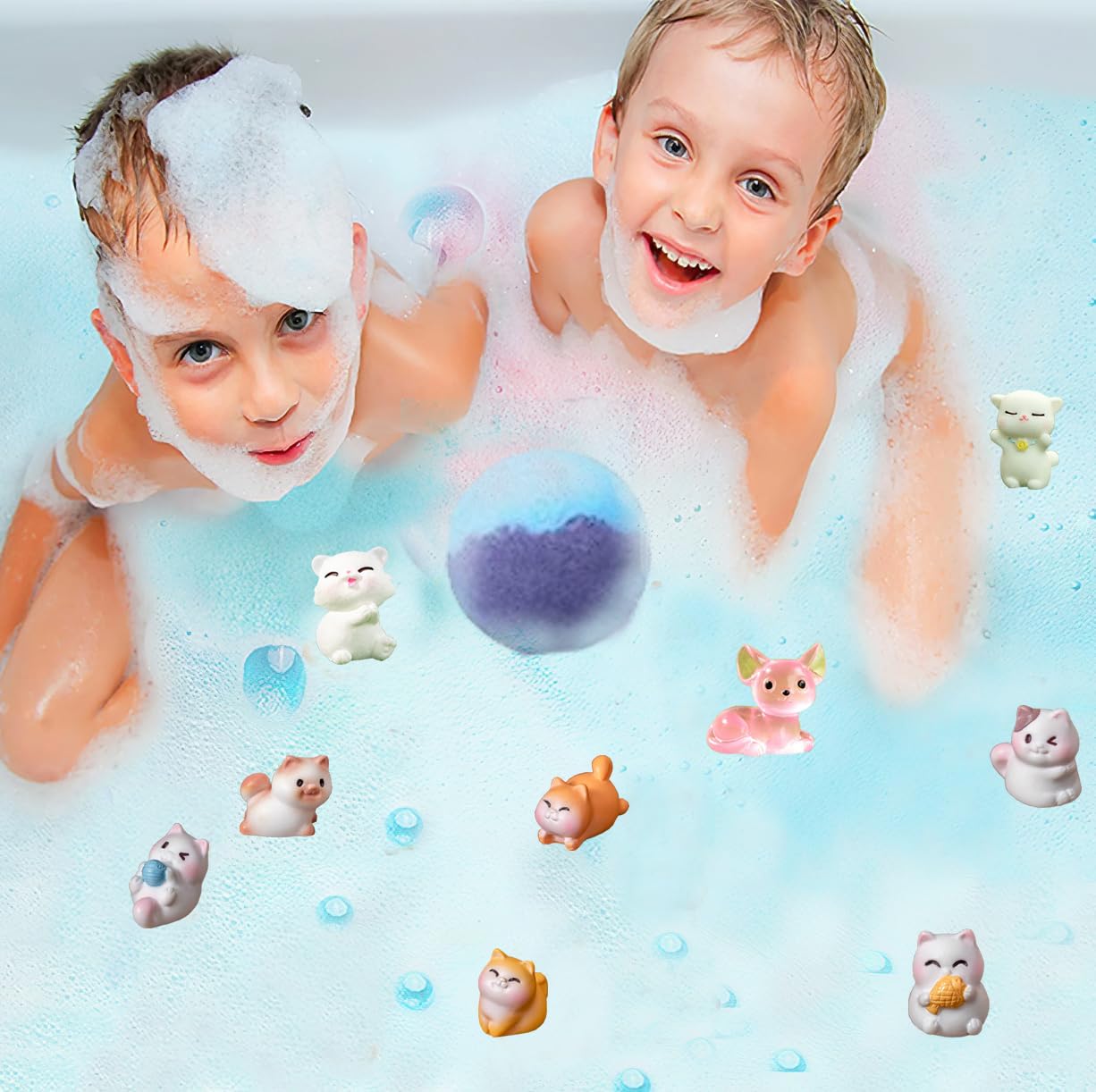 Kottke family bath time scene with kids enjoying bubbles