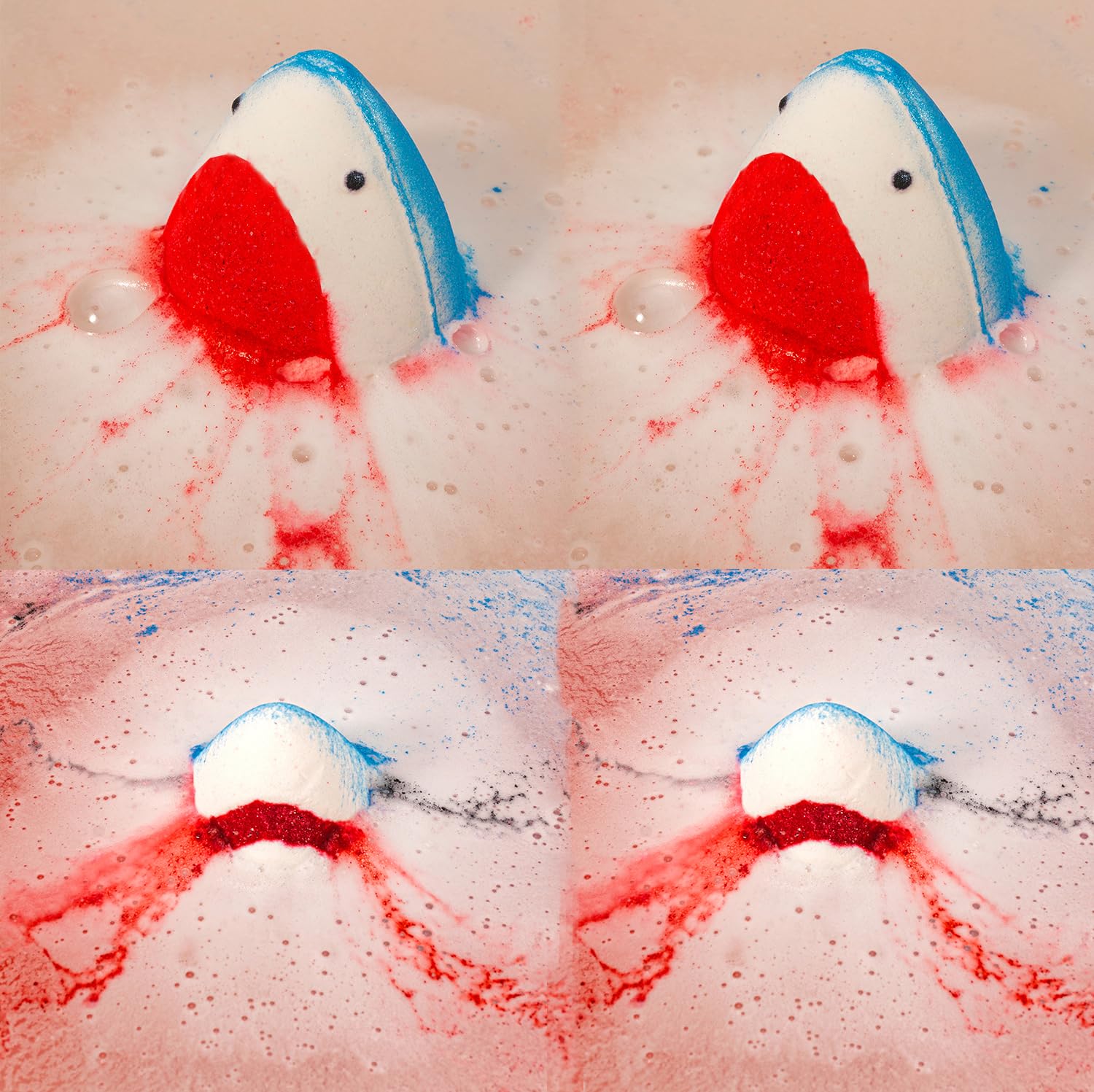 Kottke Shark bath bombs showcase colorful bubbles enhancing playful bath time.