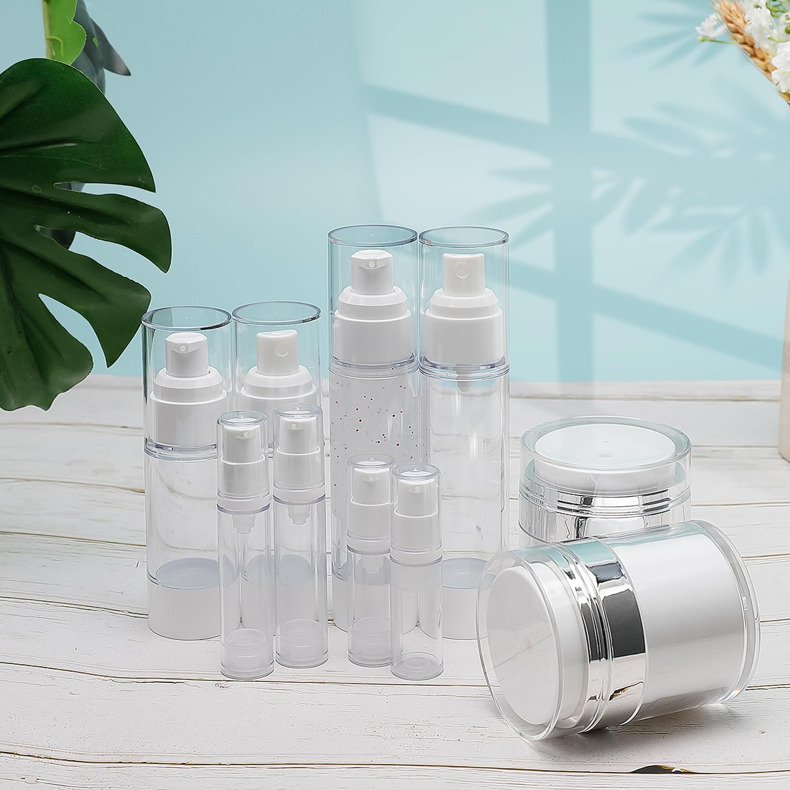 KOUWICH airless pump jar 1oz compact size ideal for creams on business trips.
