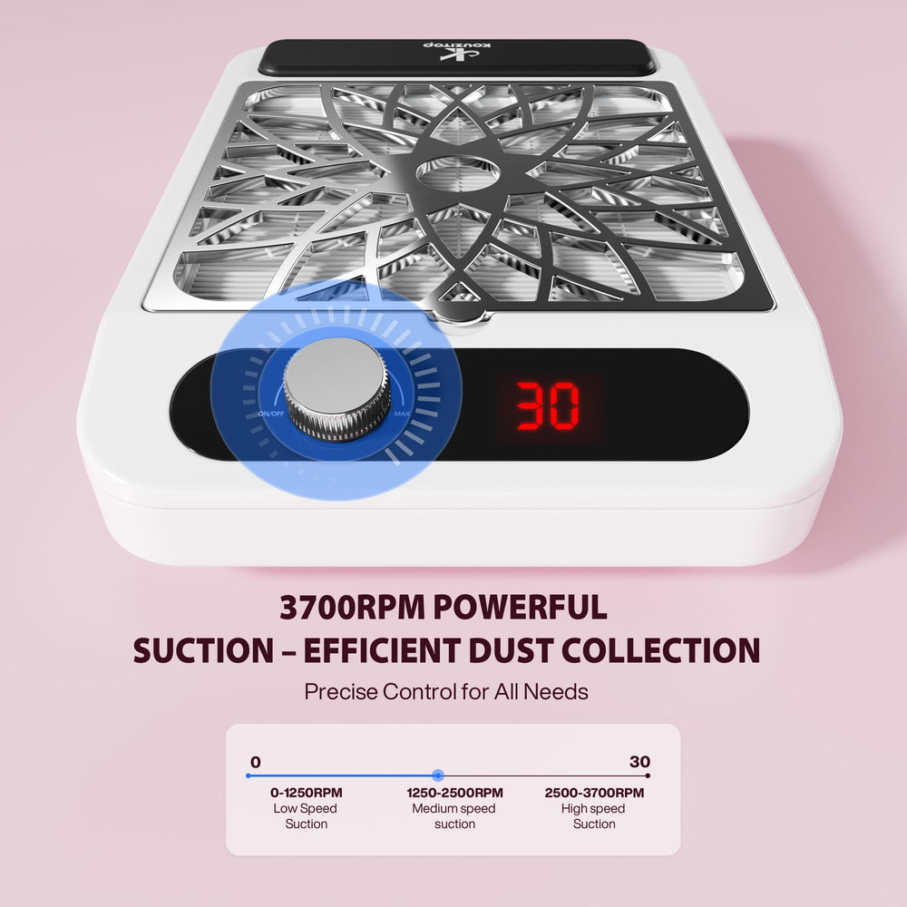 KouzItop Nail Dust Collector compact-size fits neatly on any manicure table.