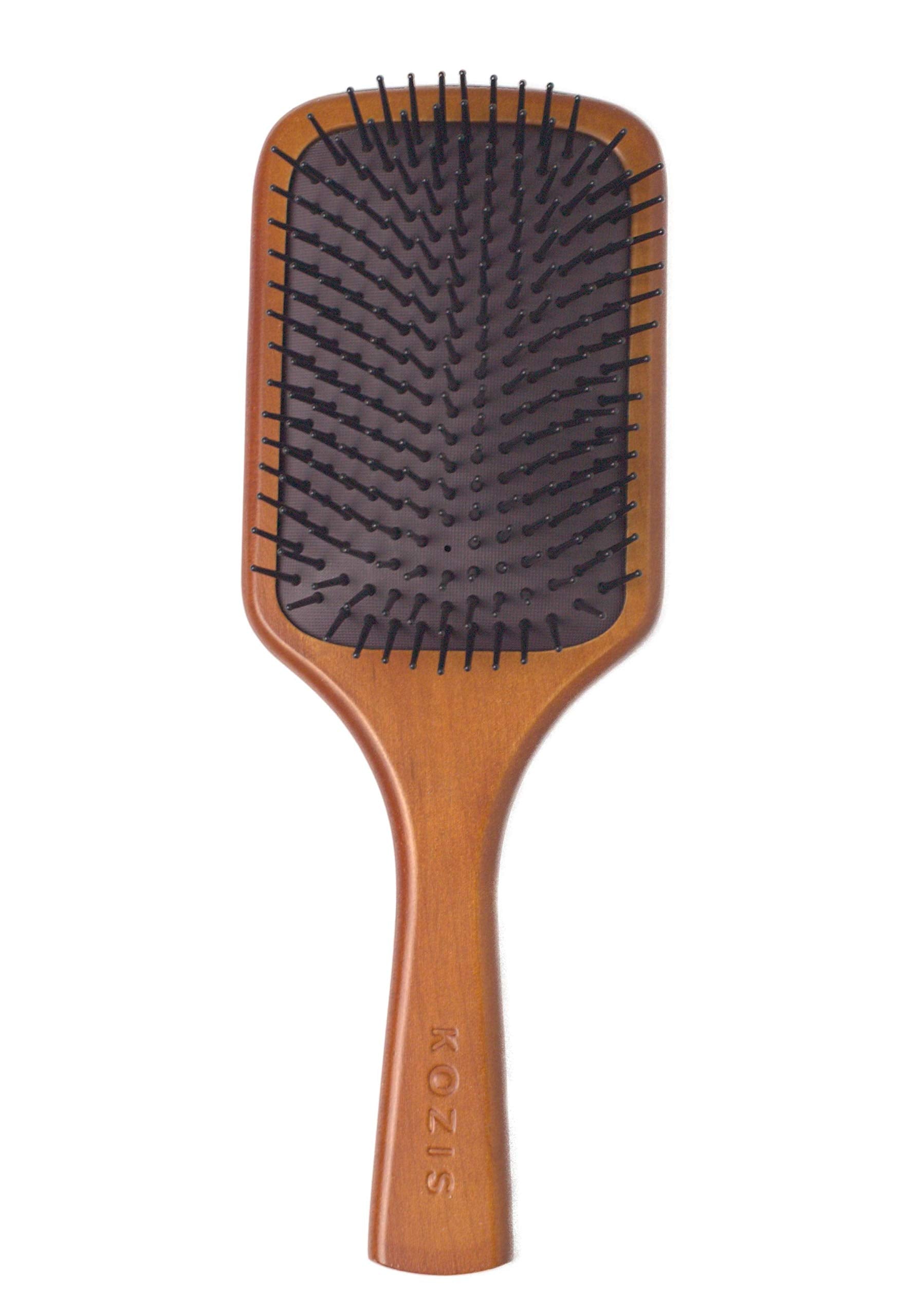 KOZIS wooden paddle brush large handle detangling and scalp comfort