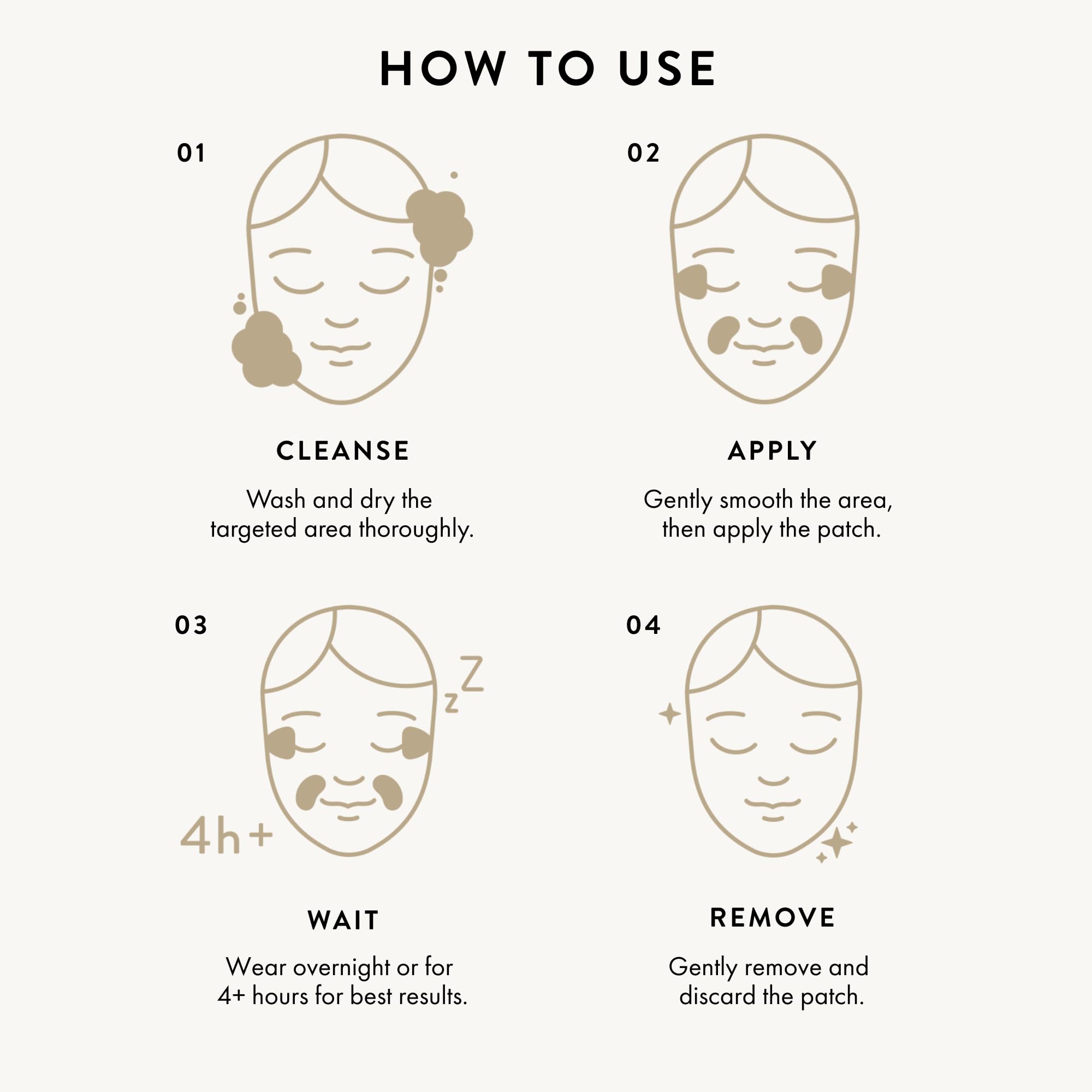 KPLUS wrinkle patches ingredients close-up emphasizes hyaluronic acid and peptides for skin conditioning.