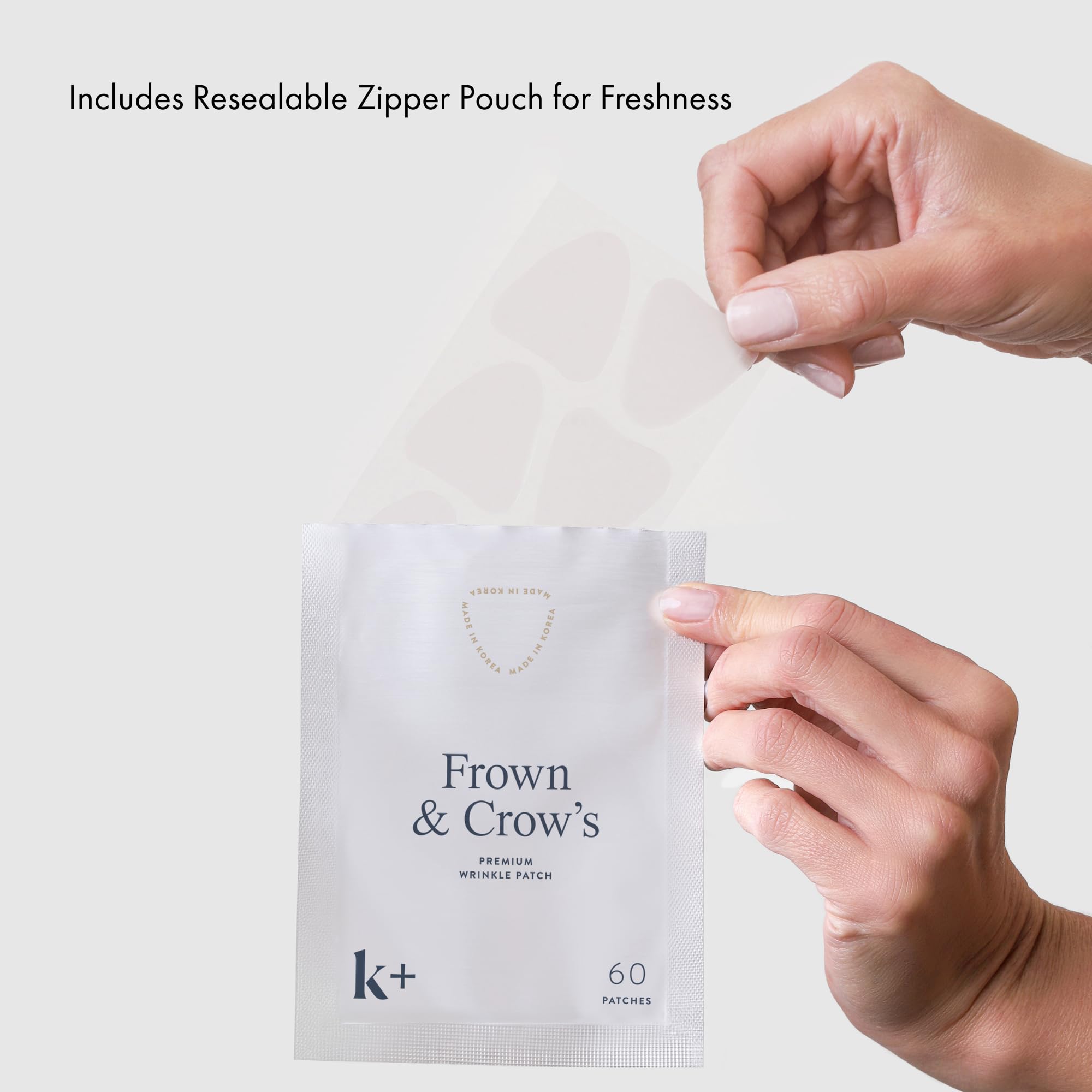 KPLUS wrinkle patches made-in-Korea label signals trusted skincare origins and consistent quality.