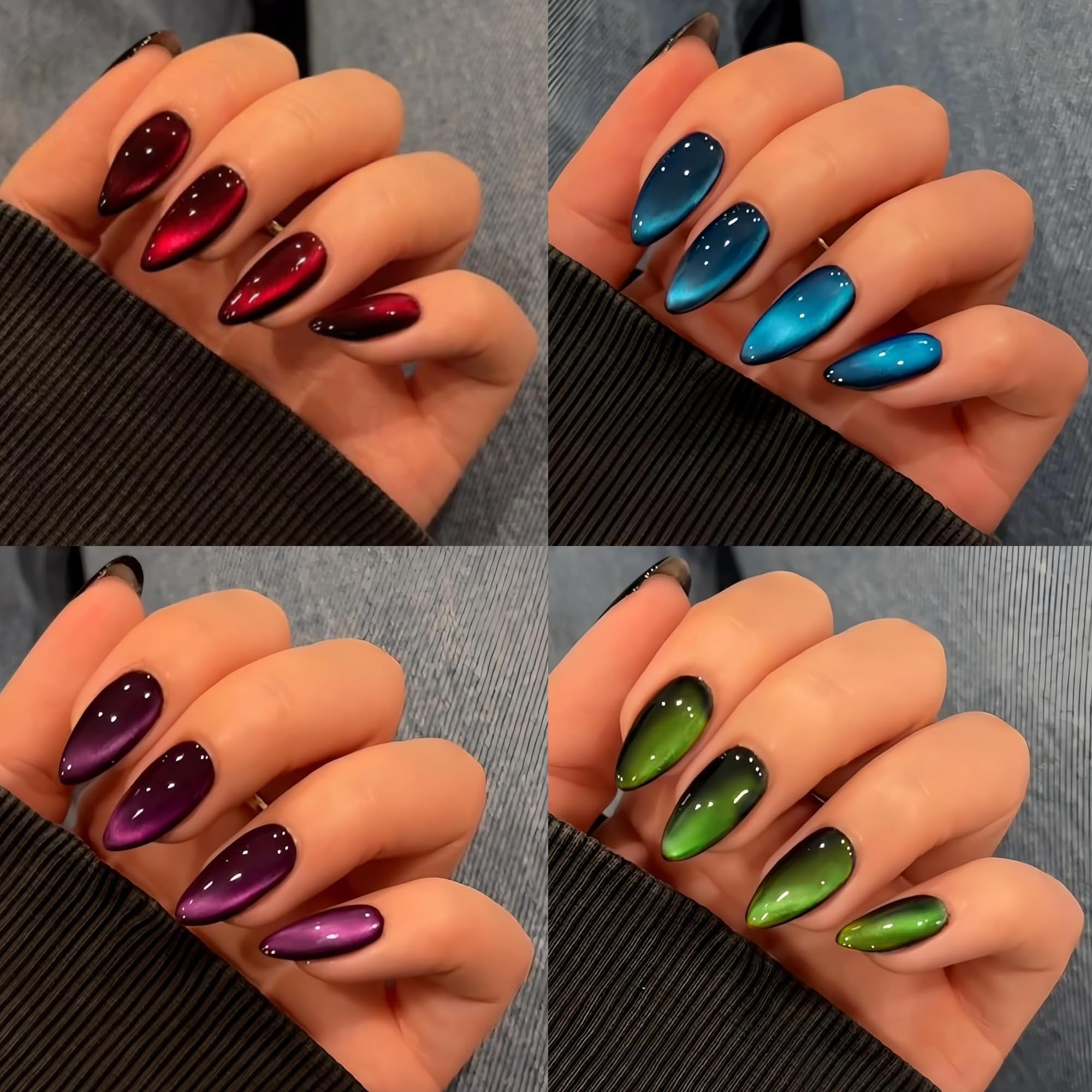KQueenest cat-eye almond nails for a chic at-home manicure.