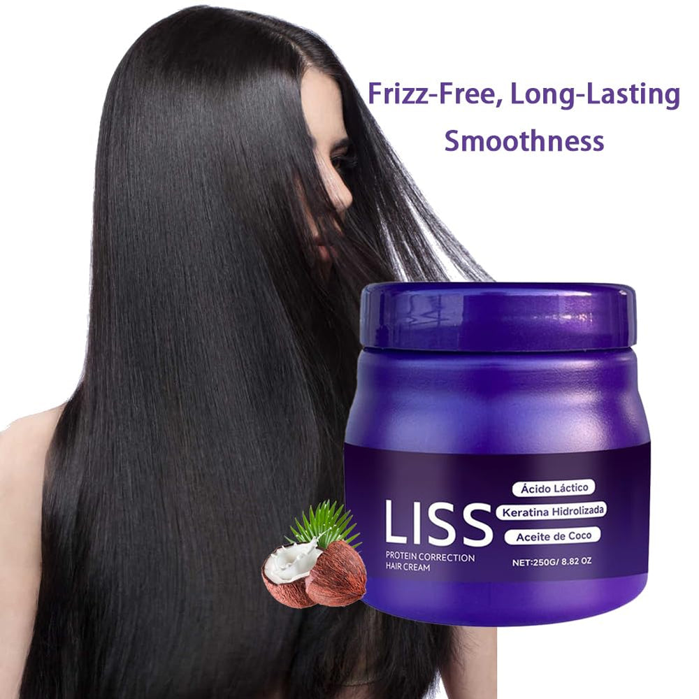 Krajiyya Liss Alisado hands applying cream for smoothness and frizz control.