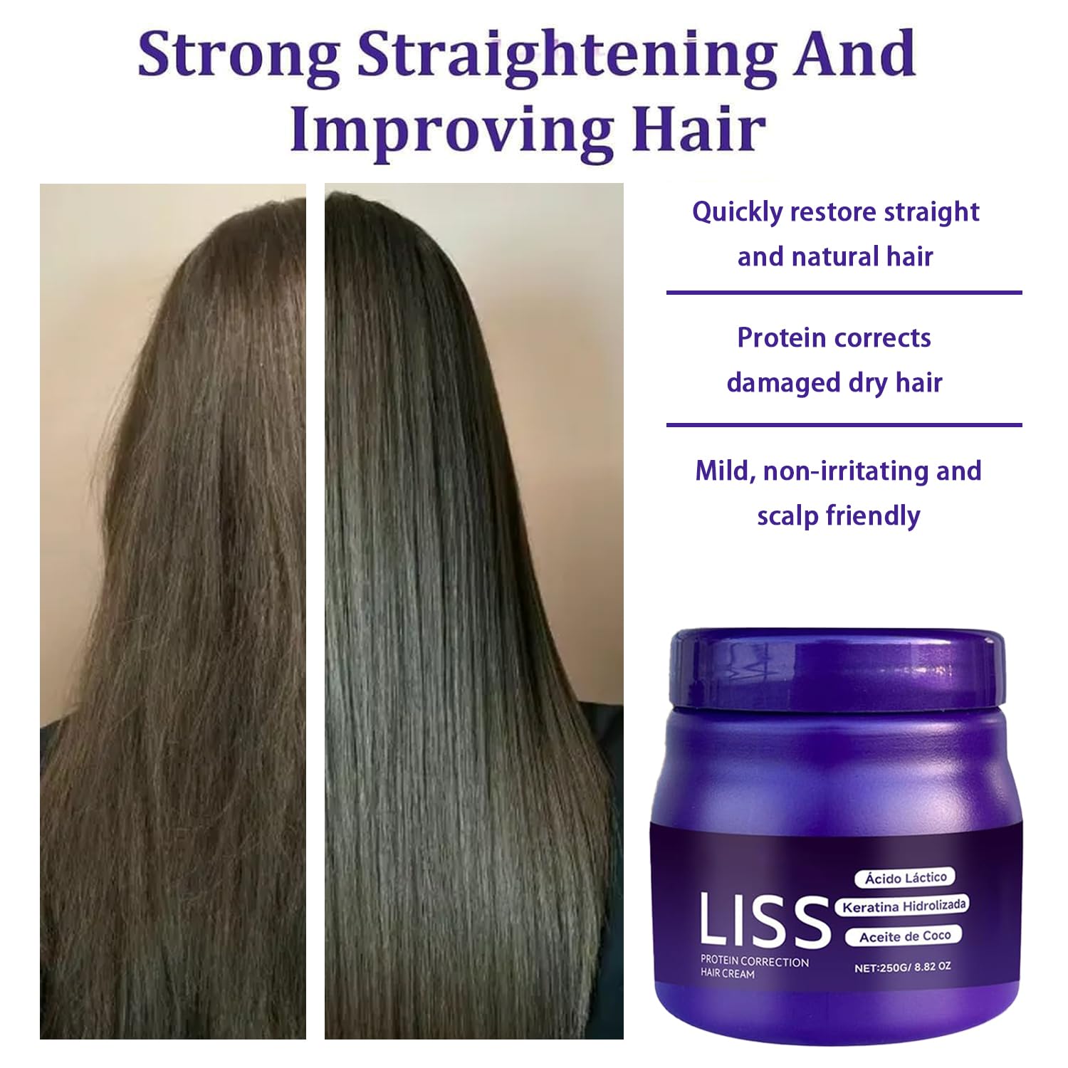Krajiyya Liss Alisado hair after use showing glossy, silky shine.
