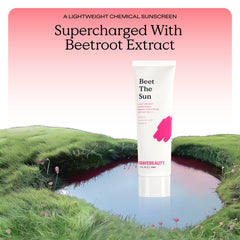 KraveBeauty Beet The Sun SPF 40 bottle front showcases lightweight non greasy texture.