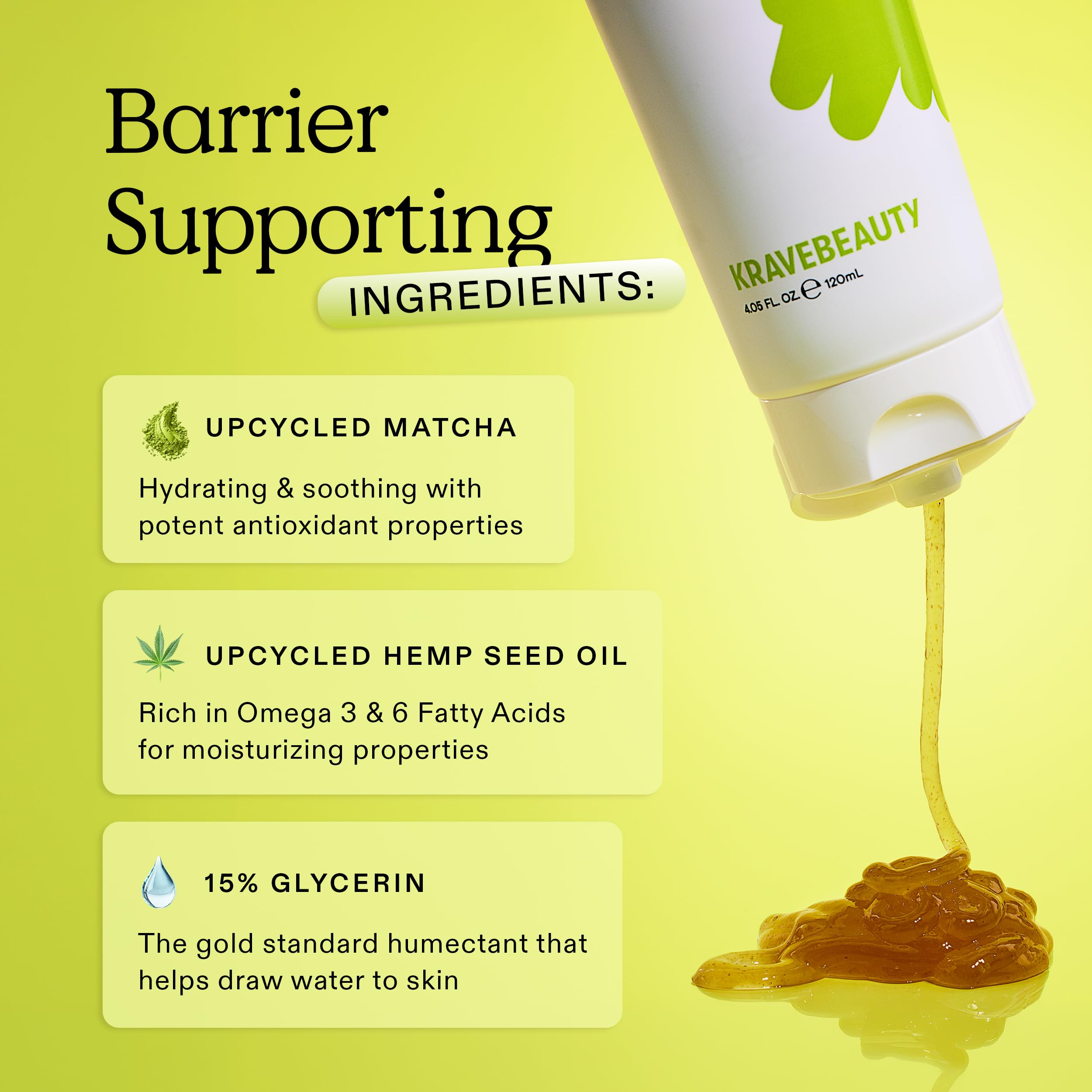 KraveBeauty bottle held in hand showing 120ml size and travel-ready benefit