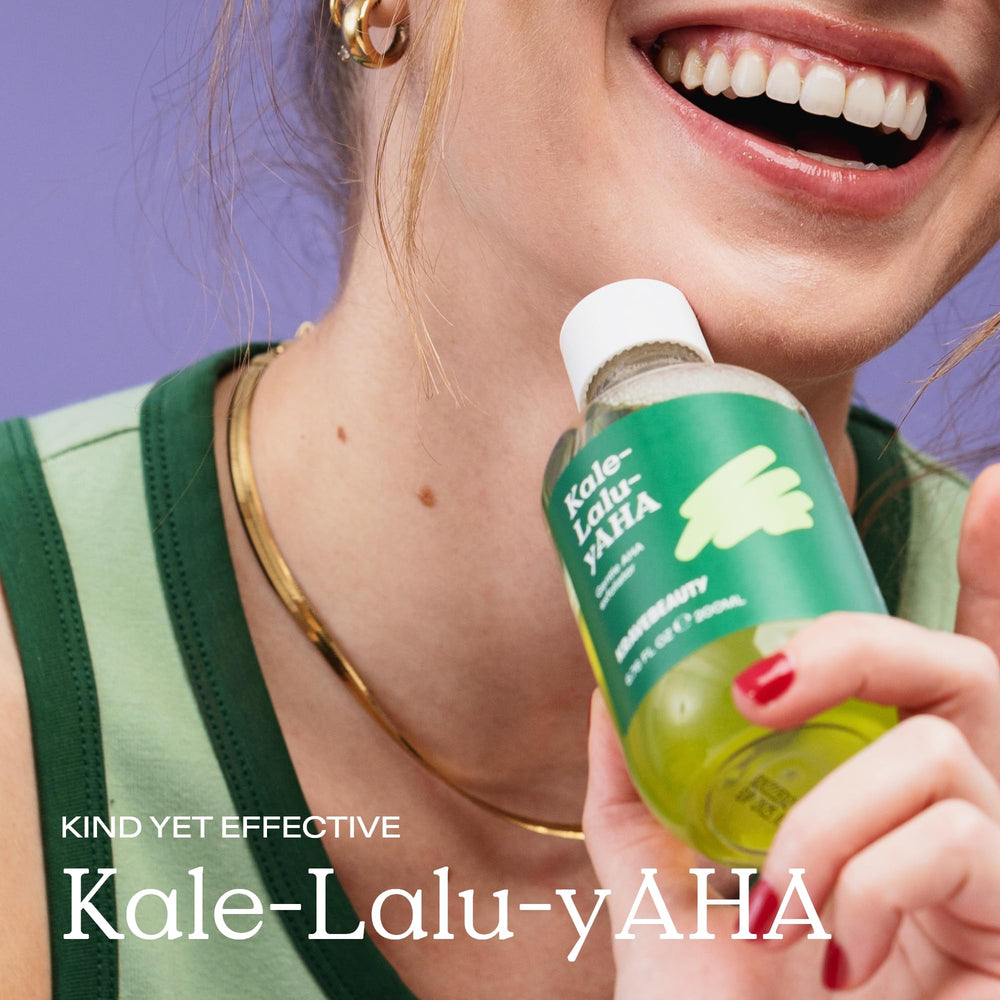 KraveBeauty Kale-Lalu-yAHA hand-application shows quick nightly exfoliation routine.