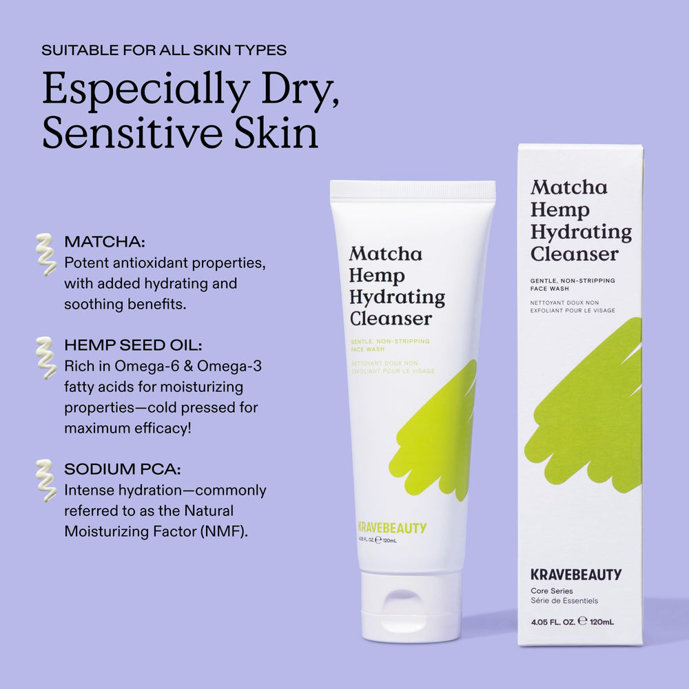 KraveBeauty duo on bathroom counter in evening routine, promotes calming cleanse