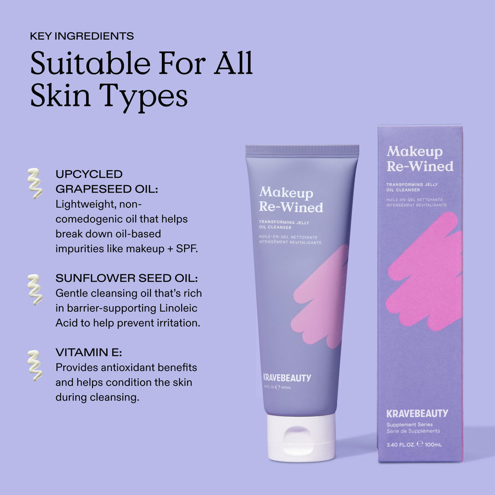 KraveBeauty applying Makeup Re-Wined oil on dry face, removes sunscreen effectively