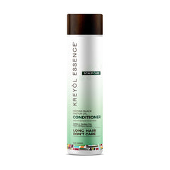 Kreyol Essence Scalp Care Conditioner bottle closeup for hydrated, shiny hair.