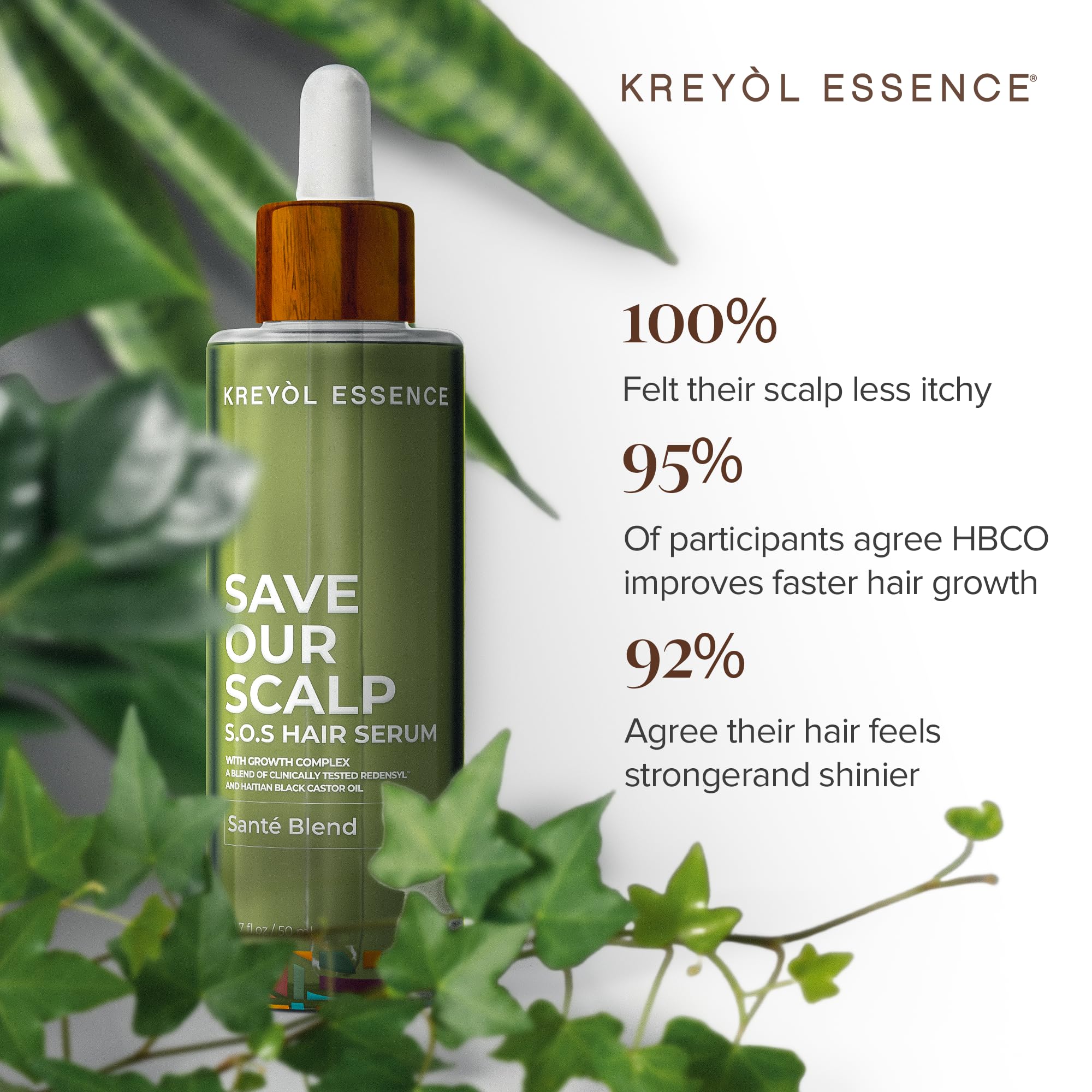 KREYÒL ESSENCE SOS Serum close-up shows premium bottle and packaging