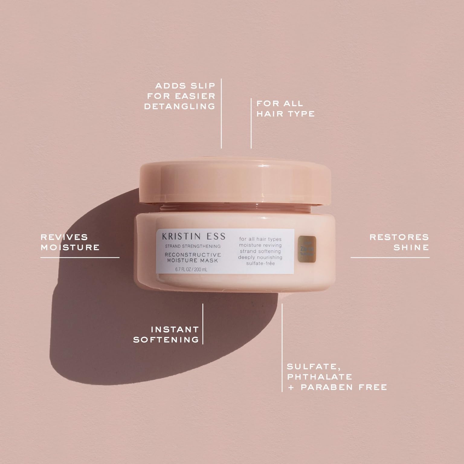 Kristin Ess deep conditioner ingredients highlight shea butter and coconut oil for hydration.