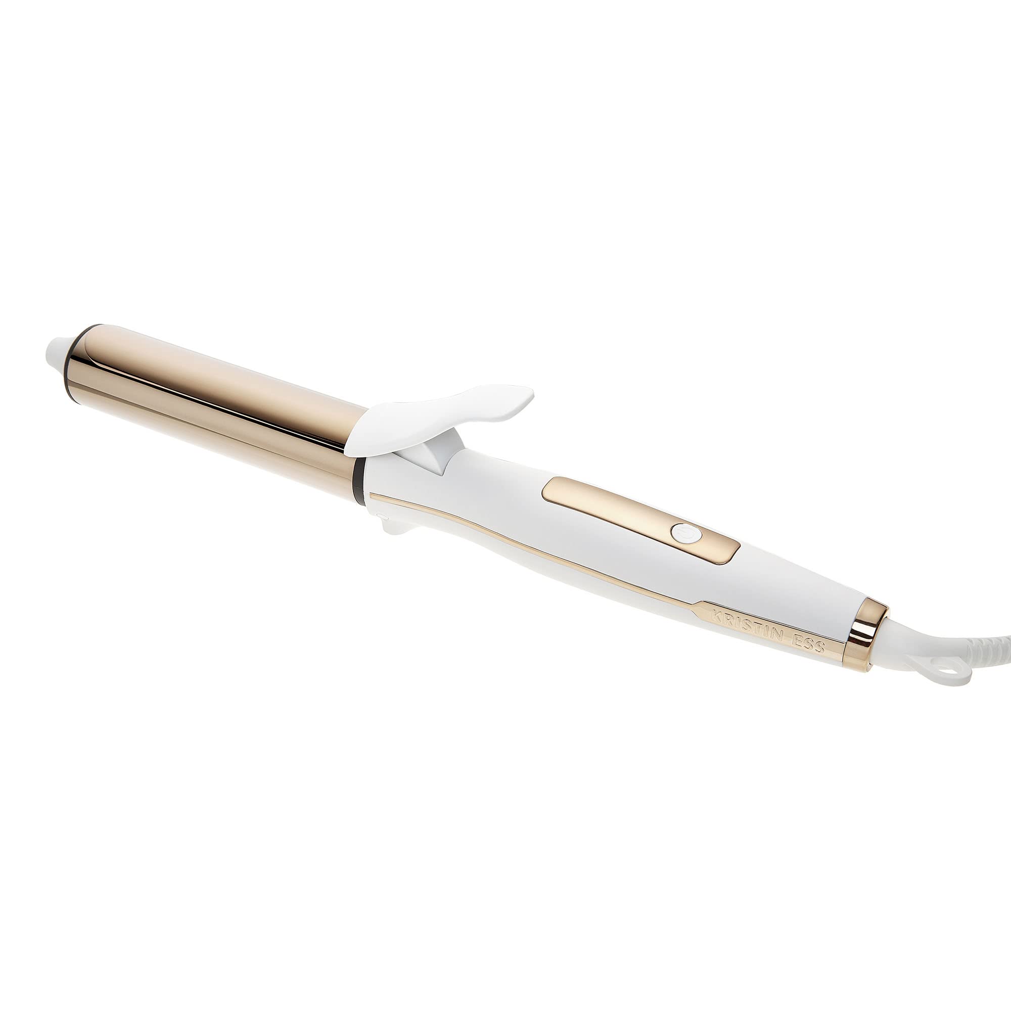 Kristin Ess Hair titanium curling iron barrel creates polished beach waves with added shine.