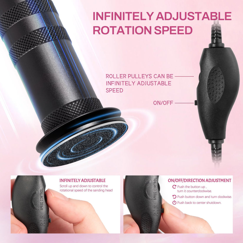 krofaue foot file forward and reverse rotation for thorough sanding