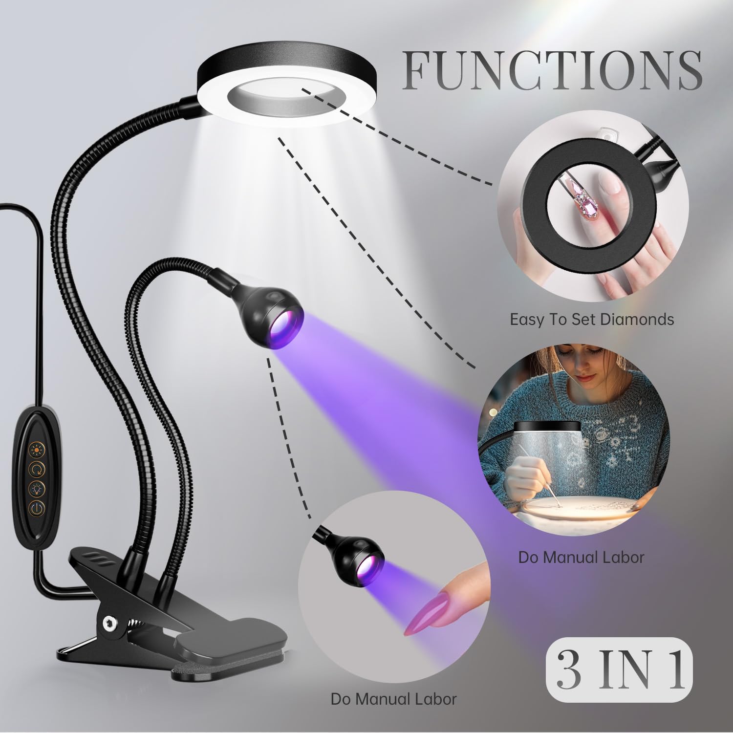 krofaue home and salon DIY-friendly lamp supports nails, lashes, and crafts.