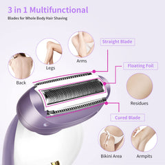 Krovena replacement shaver head on legs or bikini line with hypoallergenic blades.
