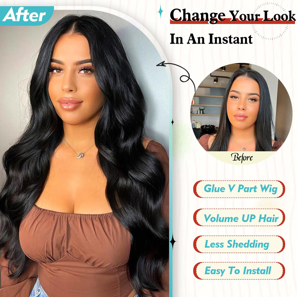 KRSI Glueless clip-in half wig demonstrates secure, easy installation