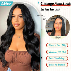 KRSI Glueless clip-in half wig demonstrates secure, easy installation