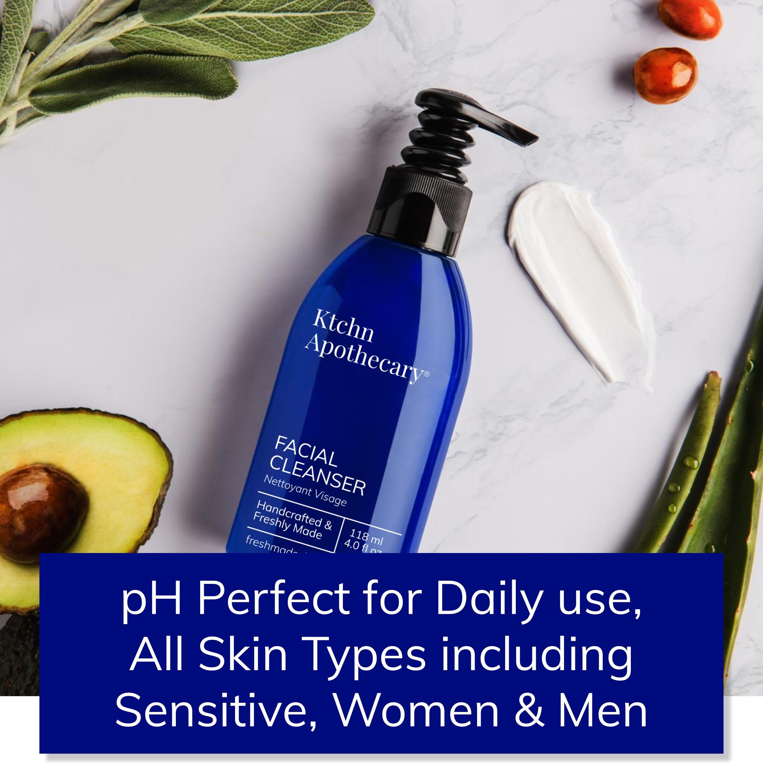 Ktchn Apothecary natural hydrating foaming facial cleanser after-rinse glow on skin without tightness
