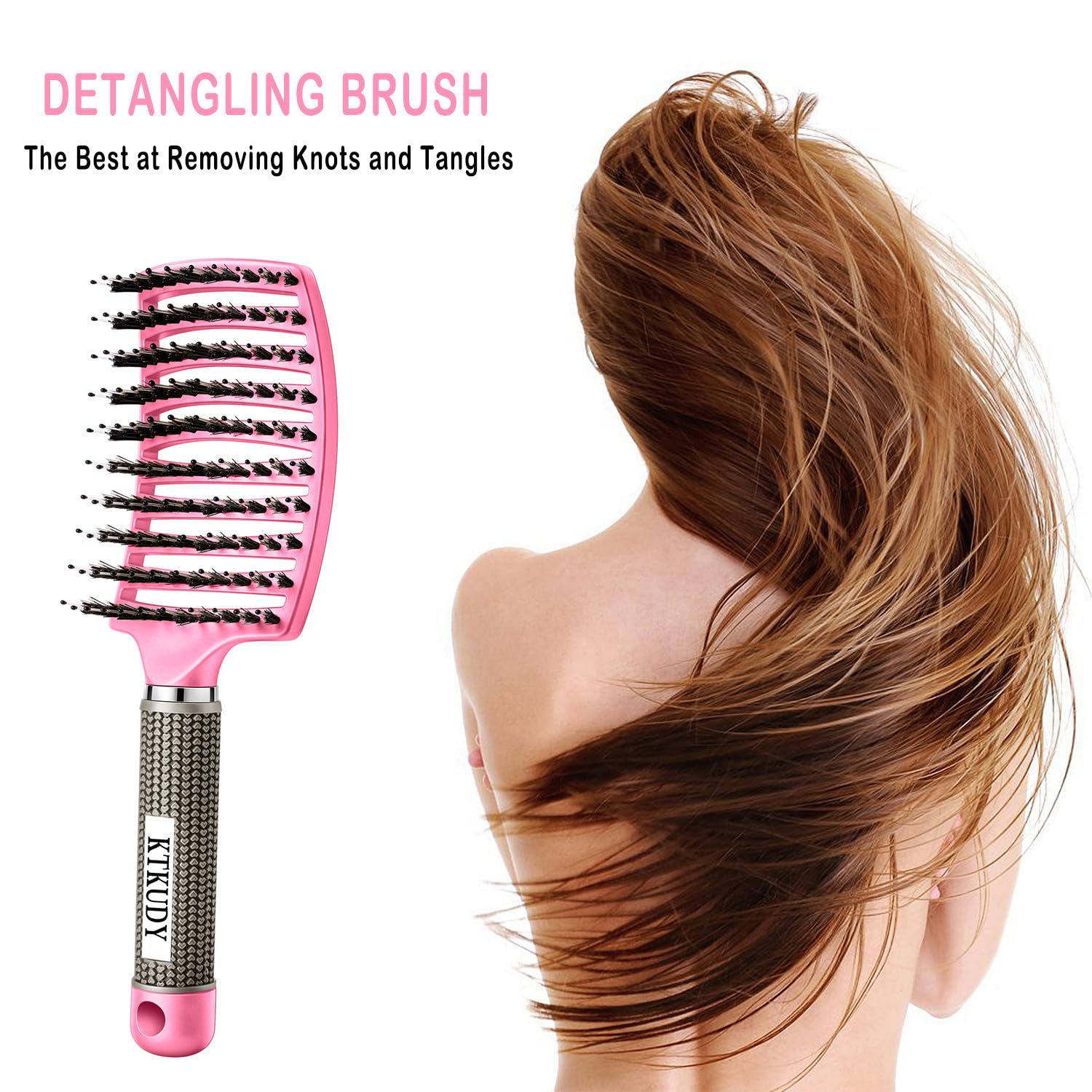 KTKUDY detangler brush curved vented design for better airflow during styling